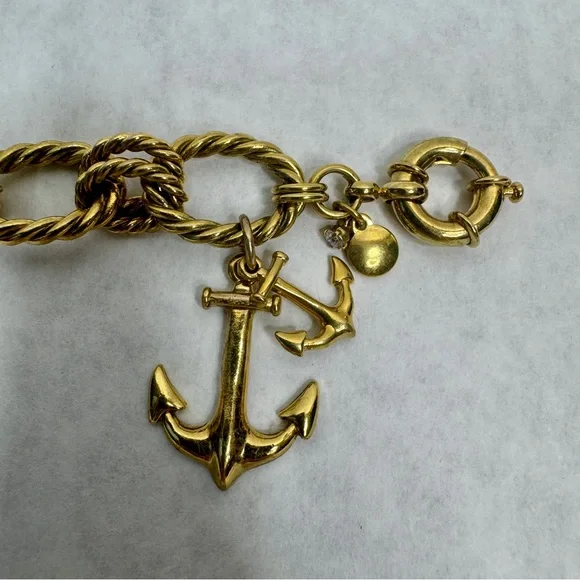 J CREW Gold Rope Link Bracelet with Anchor Charms - Picture 4 of 7